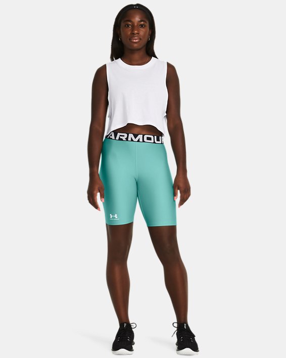 Women's HeatGear® 8" Shorts, Green, pdpMainDesktop image number 2